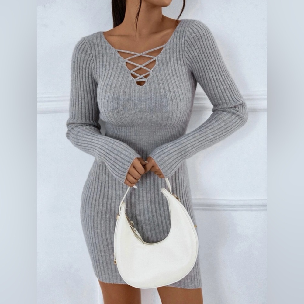 SHEIN Ribbed Knit Bodycon Sweater Dress - Picture 6 of 6